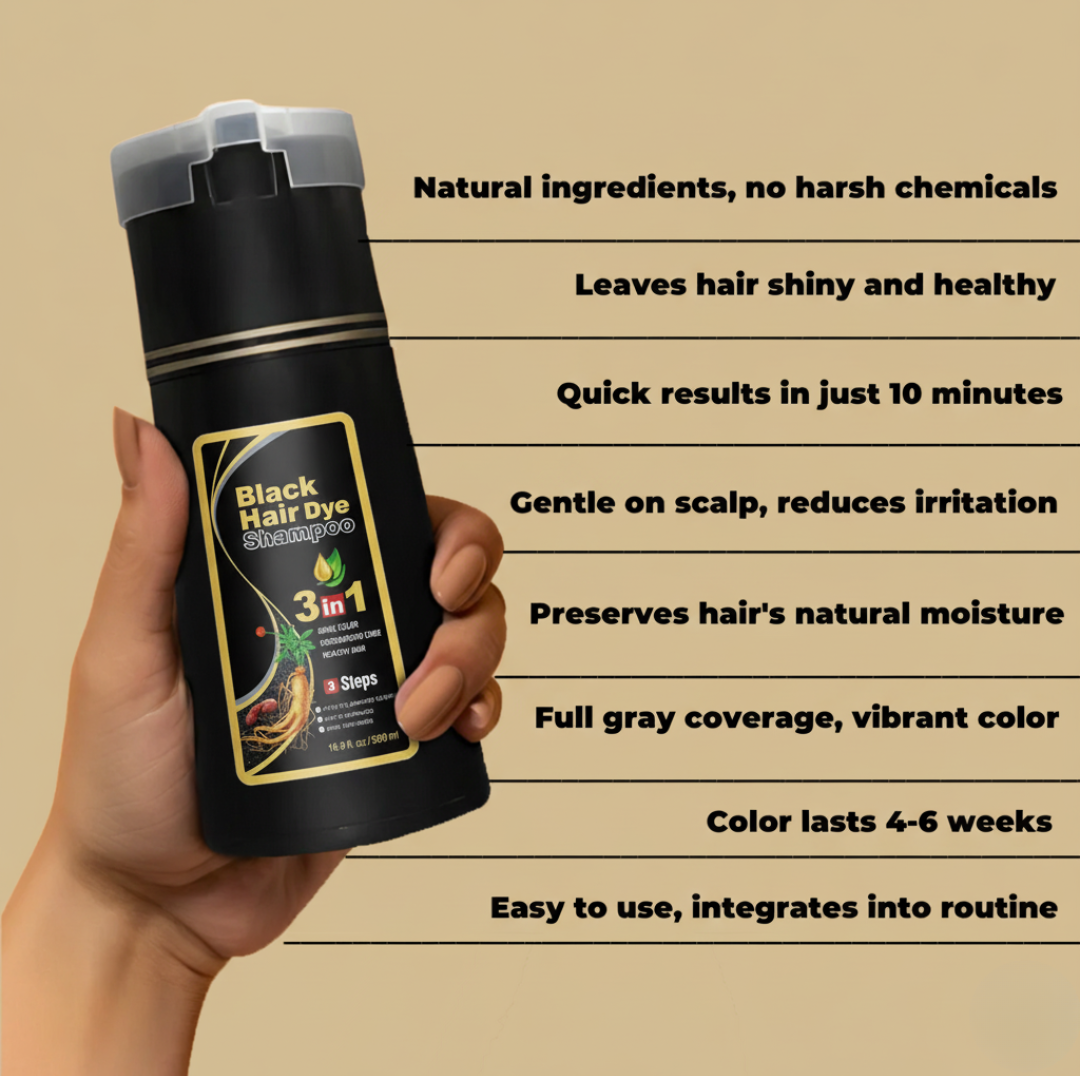 Black Hair Dye Shampoo 3 in 1