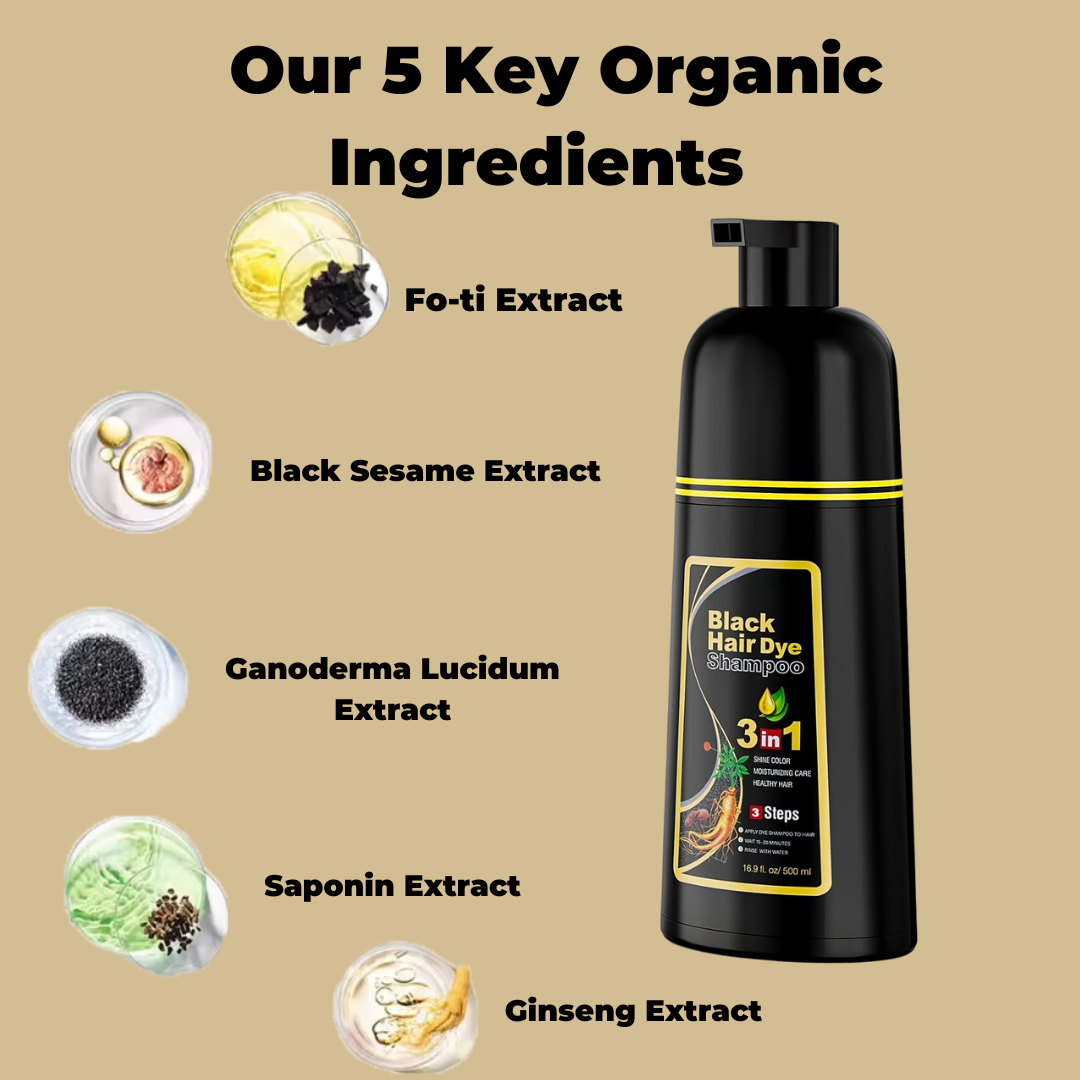 Black Hair Dye Shampoo 3 in 1
